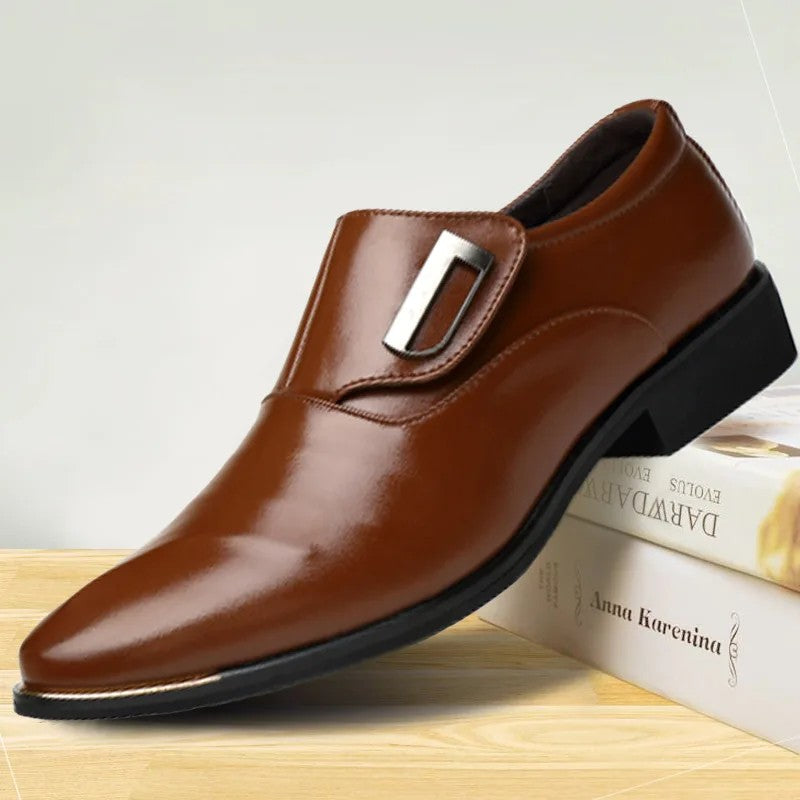 Men’s Formal Slip-On Dress Shoes — Polished Finish, Sure-Grip Sole