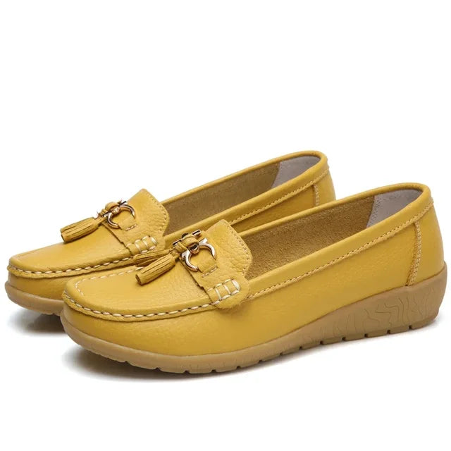 Frama Store | Classic Orthopedic Leather Moccasins for All-Day Comfort - Frama Store Frama Store | Classic Orthopedic Leather Moccasins for All-Day Comfort - Yellow / 2.5