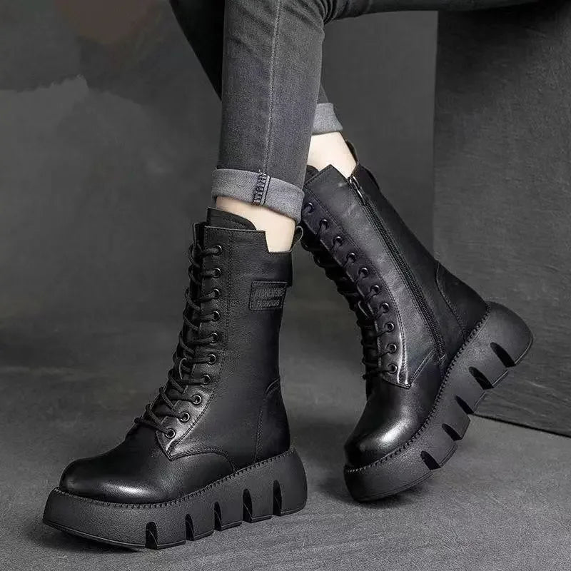 Rugged Leather Combat Boots | Frama Store