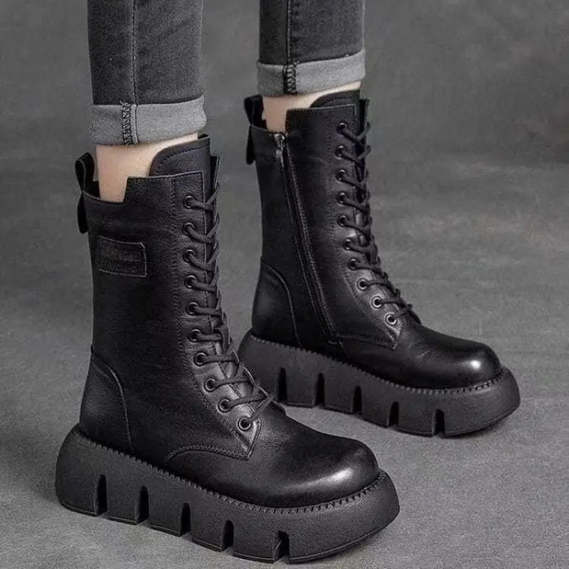 Rugged Leather Combat Boots | Frama Store