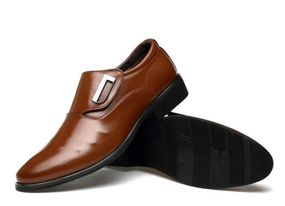 Men’s Formal Slip-On Dress Shoes — Polished Finish, Sure-Grip Sole
