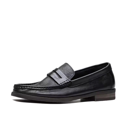 Black loafer shoe on a white background