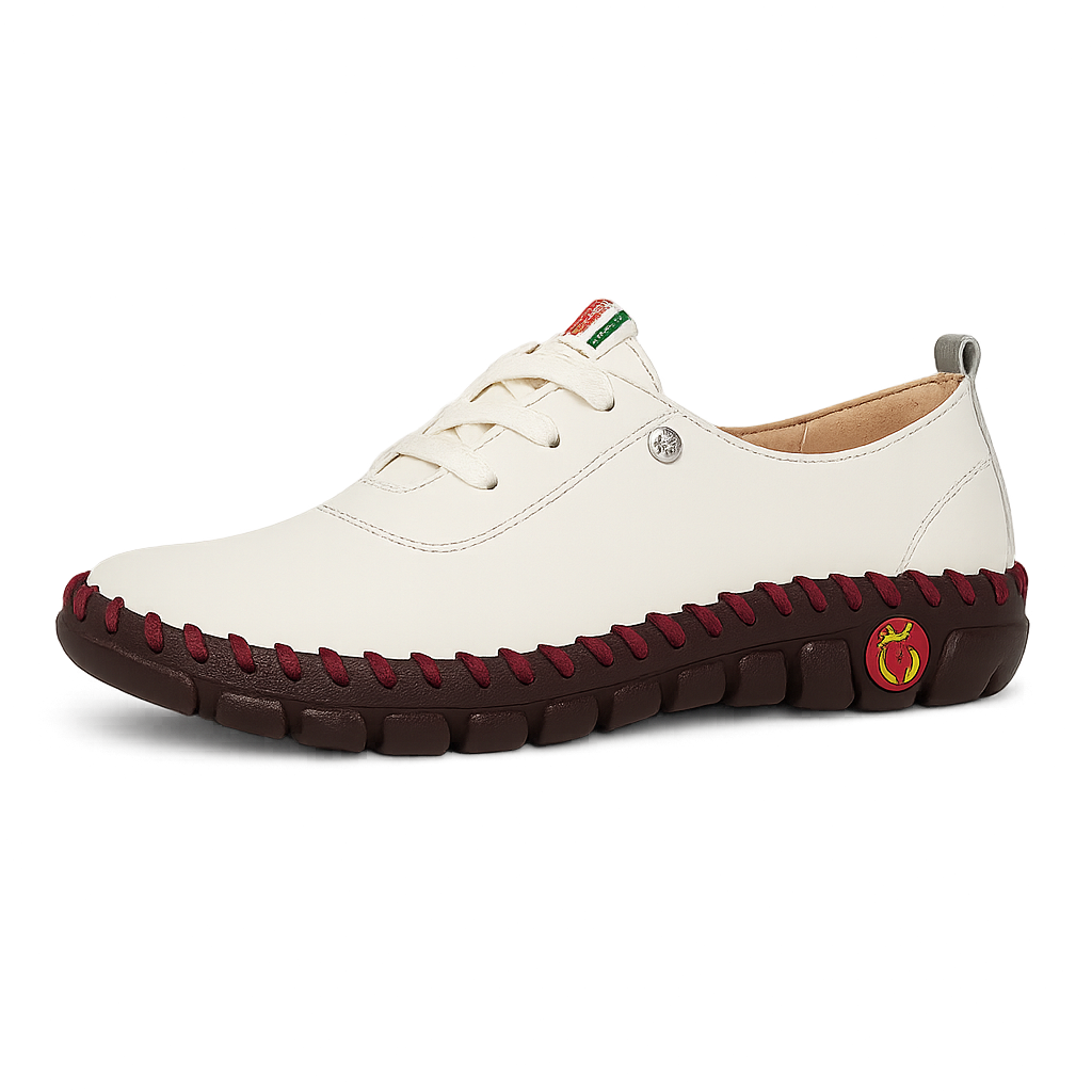 White shoe with red accents on a white background Frama Store 