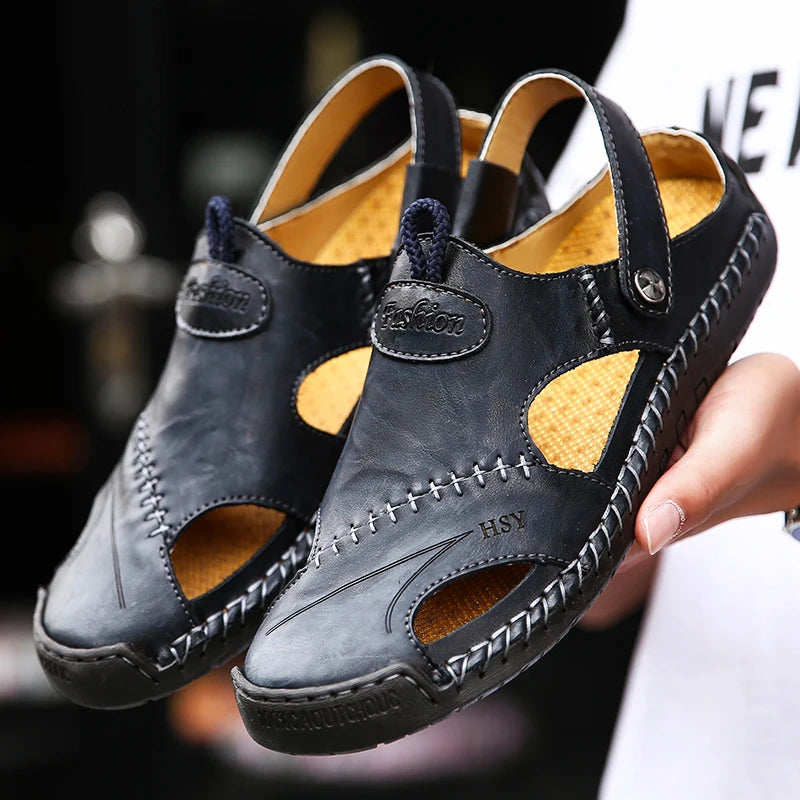 Frama Store | Men's Orthopedic Leather Comfort Sandals - Frama Store Frama Store | Men's Orthopedic Leather Comfort Sandals - Light brown / 5