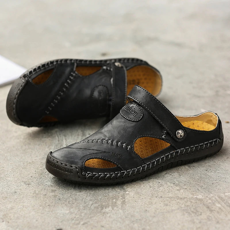 Frama Store | Men's Orthopedic Leather Comfort Sandals - Frama Store Frama Store | Men's Orthopedic Leather Comfort Sandals - Light brown / 5