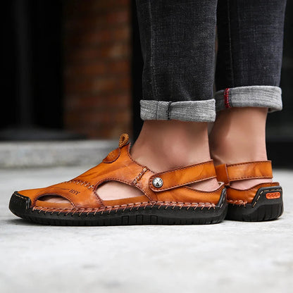 Frama Store | Men's Orthopedic Leather Comfort Sandals - Frama Store Frama Store | Men's Orthopedic Leather Comfort Sandals - Light brown / 5