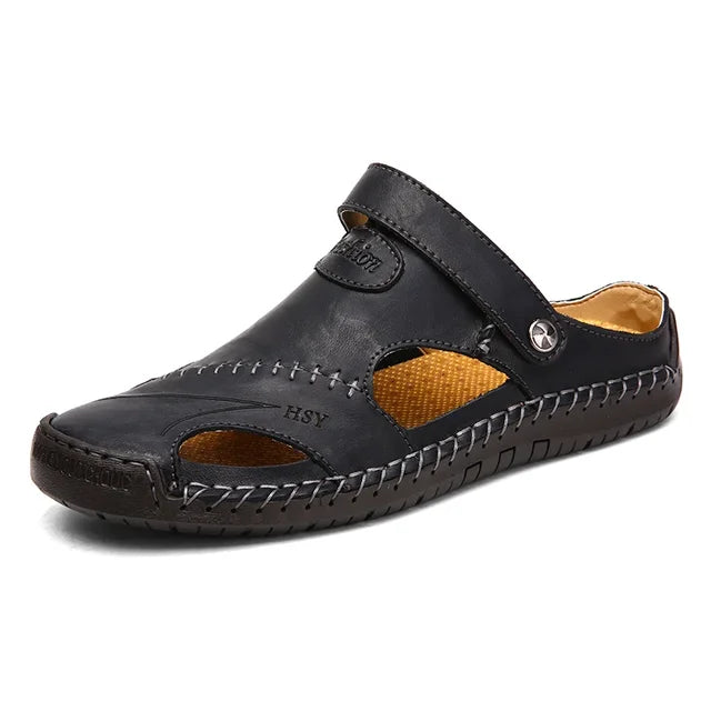 Frama Store | Men's Orthopedic Leather Comfort Sandals - Frama Store Frama Store | Men's Orthopedic Leather Comfort Sandals - Black / 5