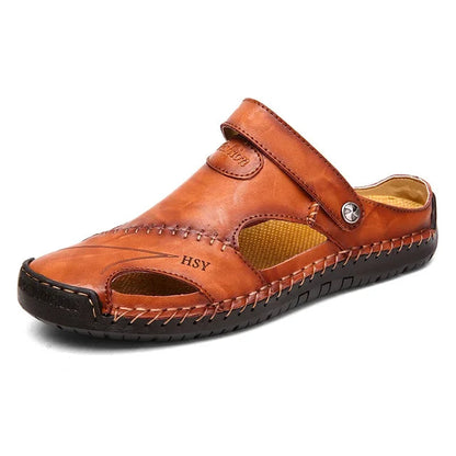 Frama Store | Men's Orthopedic Leather Comfort Sandals - Frama Store Frama Store | Men's Orthopedic Leather Comfort Sandals - Dark brown / 5