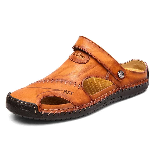 Frama Store | Men's Orthopedic Leather Comfort Sandals - Frama Store Frama Store | Men's Orthopedic Leather Comfort Sandals - Light brown / 5