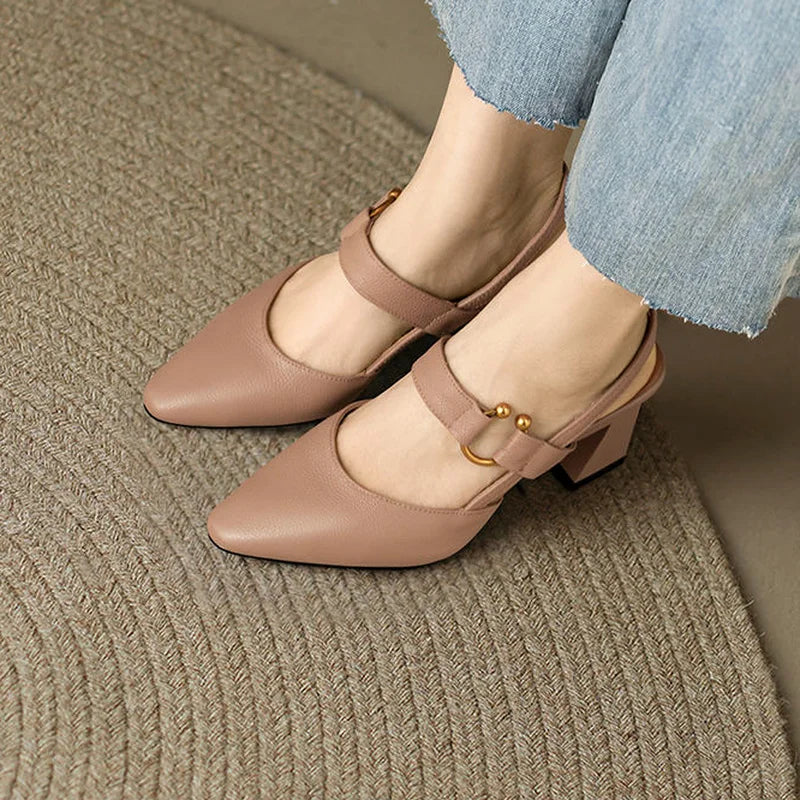 Frama Store | Elegant Orthopedic Block Heel Sandals for Women - Frama Store Frama Store | Elegant Orthopedic Block Heel Sandals for Women - Brown / 2.5